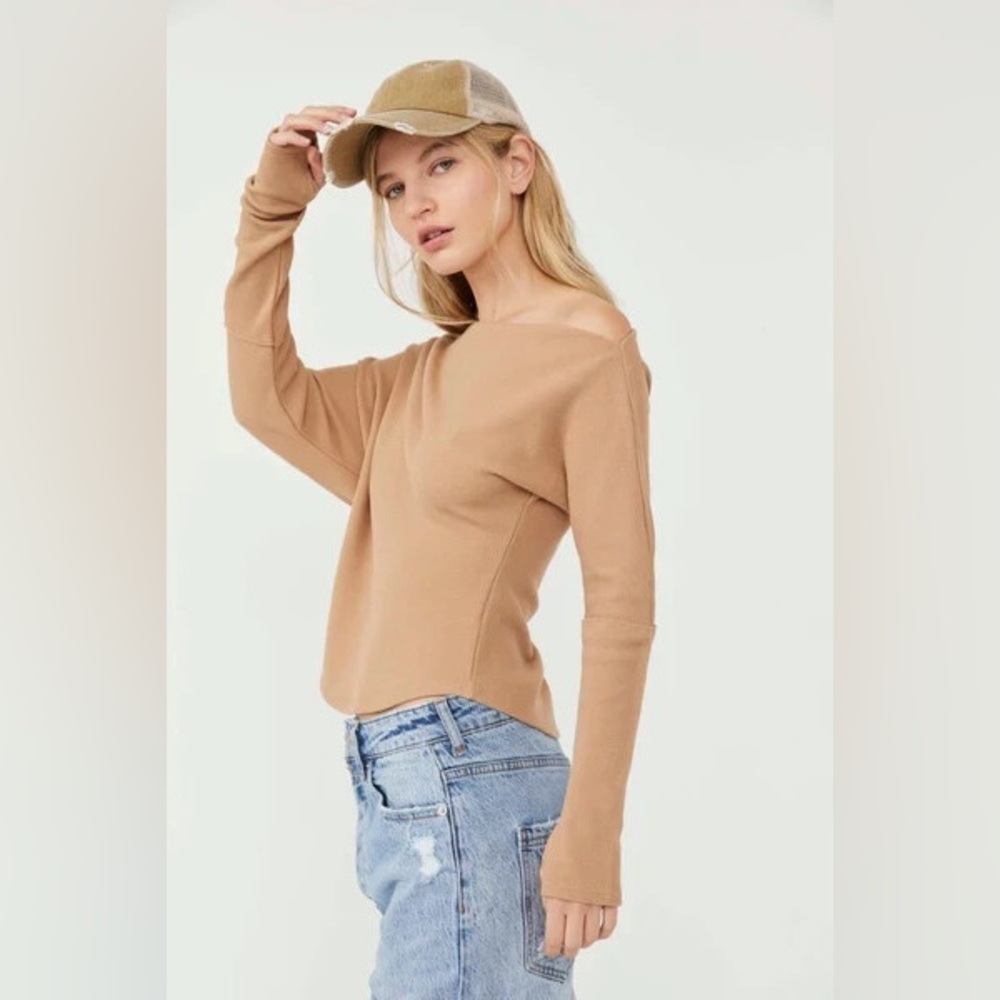 We the free free people asymmetrical off the shoulder top medium boho poplin